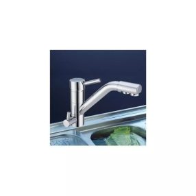   Konyhai csaptelep víztisztítóhoz, 3-utas (hideg, meleg, tisztított víz), Modern dizájn, KRÓM (alacsony), PurePro